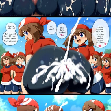 pokemon, may (pokemon), rosa (pokemon), 100girls, 1boy, ass, ass focus, assjob, big ass, big breasts, big butt, bottom heavy, breasts, brown hair, buttcrush