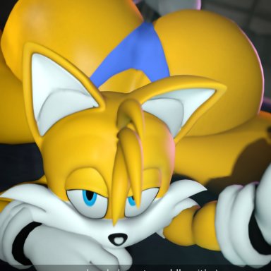 nintendo switch, sega, sonic (series), sonic the hedgehog (series), tails the fox, thordersfm, 1boy, 1femboy, anthro, anthro only, ass, bedroom eyes, big ass, big butt, blue eyes