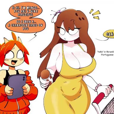 original, coco (quavernsfw), mango quaver (male), oc, original character, cherryblossomvo, quavernsfw, 1boy, 1boy1girl, 1girls, ahe gao, big breasts, bigger female, braces, breast sucking