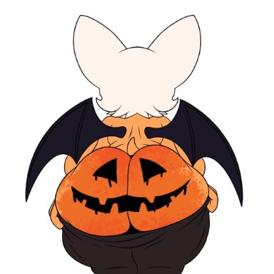 halloween, sega, sonic (series), sonic the hedgehog (series), rouge the bat, artist request, backboob, bent over, big ass, big breasts, female only, half naked, pants down, pumpkin butt, solo