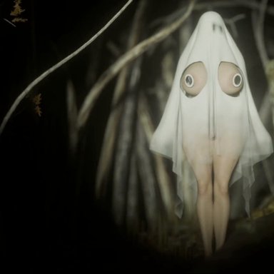 halloween, boob ghost, tdontran, bare legs, big breasts, breasts, breasts out, busty, futa focus, futa only, futanari, ghost, ghost costume, ghost girl, googly eyes