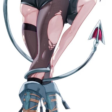 zenless zone zero, jane doe (zenless zone zero), uenoryoma, 1girls, ass, pantyhose, tail, tail wrap, torn pantyhose