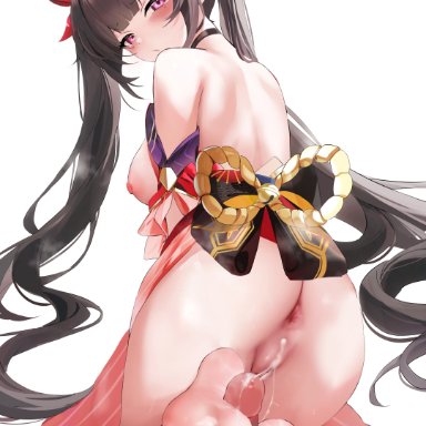 honkai (series), honkai impact 3rd, honkai: star rail, hoyoverse, mihoyo, sparkle (honkai: star rail), fantongjun, ass, asshole, bare back, bare shoulders, black hair, blush, breasts, breasts out