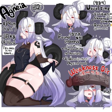 agneia (sunsal), oc, sunsal, cock shock, demon, dress, eyepatch, femboy, gay, girly, horn, horns, huge cock, male, male only