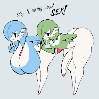 nintendo, pokemon, fan character, gardevoir, generation 3 pokemon, male gardevoir, pokemon (species), shiny pokemon, noriega, 3 fingers, ass, balls, bent over, big balls, big breasts