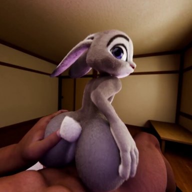 zootopia, judy hopps, oatmealpecheneg, anthro, anthro penetrated, big ass, cum inside, furry, inflation, missionary position, reverse cowgirl position, size difference, vaginal penetration, animated, tagme