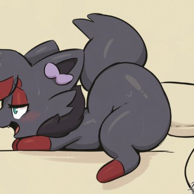 nintendo, pokemon, generation 5 pokemon, pokemon (species), zorua, miso souperstar, all fours, ambiguous penetration, anthro, anthro on feral, anthro penetrating, anthro penetrating feral, ass, ass up, balls