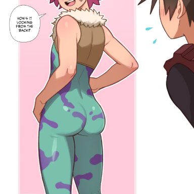 my hero academia, jacob (dross), mina ashido (cosplay), taylor (dross), dross, 2boys, ass, big ass, black hair, light skin, light-skinned male, male, male only, male/male, pink hair