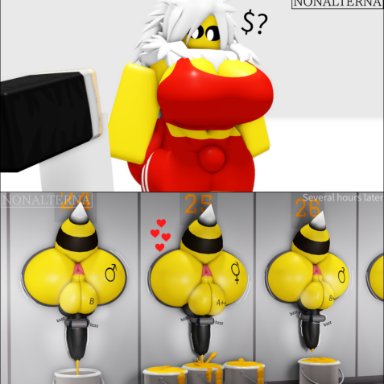 roblox, nonalterna, 1futa, animal genitalia, animal penis, anthro, anus, ass only, asshole, backsack, bee, bee girl, bee humanoid, big ass, big balls