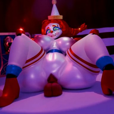 five nights at freddy's, fnaf, jackie (fnaf), jackie (mishuuyu), polsy, 1girls, big ass, big breasts, big butt, big nipples, big thighs, breasts, clown, clown girl, clown makeup