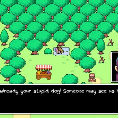 omori, aubrey (omori), theevilfallenone, canine, feral on female, zoophilia, animated, dialogue box, pixel animation, pixel art, tagme, video