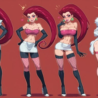 pokemon, jessie (pokemon), fdpdablizzard998, ass expansion, bimbo, bimbo body, bimbofication, bimbofied, breast expansion, female, hair color change, hair growth, large ass, large breasts, lip expansion