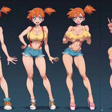 pokemon, kasumi (pokemon), fdpdablizzard998, ass expansion, bimbo, bimbo body, bimbofication, bimbofied, breast expansion, female, hair color change, hair growth, large ass, large breasts, lip expansion