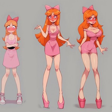 powerpuff girls, blossom (powerpuff girls), fdpdablizzard998, age progression, ass expansion, bimbo, bimbo body, bimbofication, bimbofied, breast expansion, female, hair color change, hair growth, large ass, large breasts