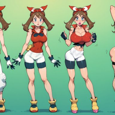 pokemon, may (pokemon), fdpdablizzard998, ass expansion, bimbo, bimbo body, bimbofication, bimbofied, breast expansion, female, hair color change, hair growth, large ass, large breasts, lip expansion