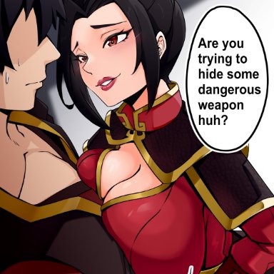 avatar legends, avatar the last airbender, nickelodeon, nicktoons, azula, zuko, jrpuls3, ..., 1boy, 1girls, armor, big breasts, black hair, boob window, breast