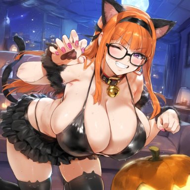 persona, persona 5, sakura futaba, savage sausage, big breasts, female, slut, slutty outfit, sole female, solo, solo female, ai generated