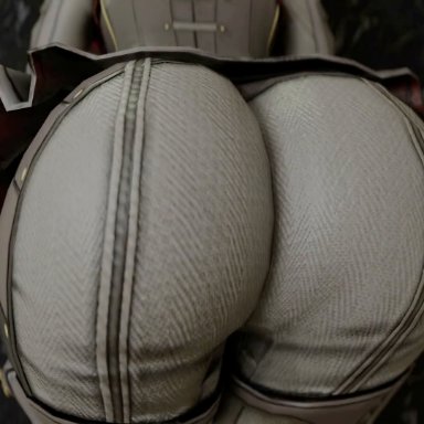 apex legends, loba (apex legends), kishi, ass, ass focus, ass shake, bodysuit, female, from behind, head out of frame, huge ass, jiggle, leaning, leaning forward, pants