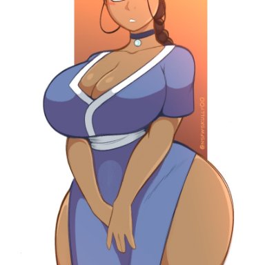 avatar legends, avatar the last airbender, nickelodeon, nicktoons, katara, zetaskully, 1girls, breasts bigger than head, female, thick thighs, water tribe, wide hips, artist name