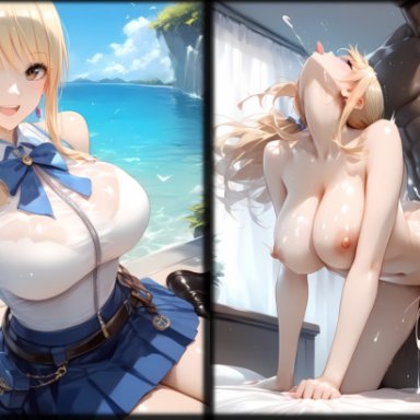 fairy tail, lucy heartfilia, kiss-shot, 1boy, 1girls, bed, cheating, cheating girlfriend, dark skin, dark-skinned male, doggy style, head back, netorare, ntr, sex