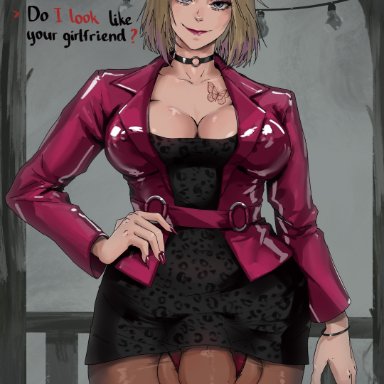 silent hill, silent hill 2, maria (silent hill), iarterlyx, 1futa, asking a question, asking viewer, balls, balls in panties, balls slip, balls under clothes, ballsack, big balls, big breasts, big cock