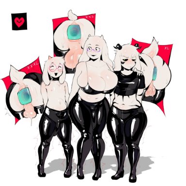 deltarune, undertale, undertale (series), asriel dreemurr, asriel dreemurr (god form), ralsei, ralsei with white fur, toriel, konni, anal, anal insertion, anthro, anus, ass, asshole