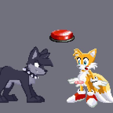 project x love potion disaster, sega, sonic (series), sonic the hedgehog (series), miles prower, mobian (species), 2boys, anal, anal sex, anthro, anthro on feral, blue eyes, blush, bodily fluids, canid