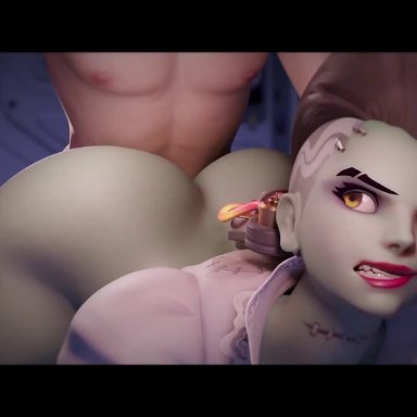 blizzard entertainment, halloween, overwatch, overwatch 2, bride sombra, olivia colomar, sombra, brimddy, opennsfwsp, 1boy, 1girls, all fours, ass, balls, big ass