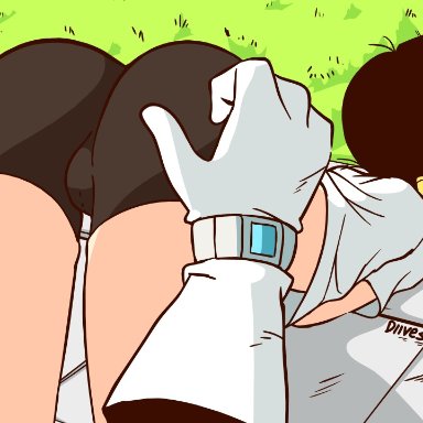 dragon ball, dragon ball z, patreon, shounen jump, son gohan, videl, videl (long hair), diives, 1boy, 1girls, all fours, anus, arena, black hair, blue eyes