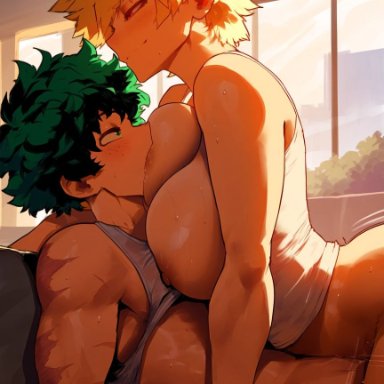 boku no hero academia, my hero academia, bakugou mitsuki, izuku midoriya, mitsuki bakugou, erotic nansensu, 1boy, 1girls, age difference, assertive female, big breasts, blonde female, blonde hair, blush, blush lines