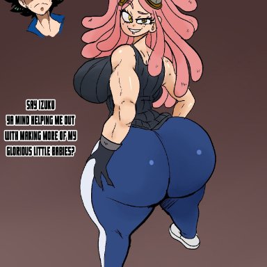 my hero academia, mei hatsume, midoriya izuku, lemonadepikachu, 1boy, 1girls, ass, ass focus, back view, big ass, big breasts, bottom heavy, breasts, curvy, curvy figure