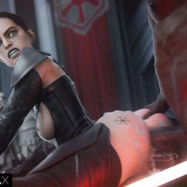 star wars, daisy ridley, finn (star wars), rey, sith rey, supernovax, 1girls, anal, anal sex, ass, breasts, cum, cum in pussy, cum inside, cum on ass