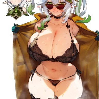 genshin impact, nahida (genshin impact), artist request, 1girls, aged up, lingerie, thick thighs, voluptuous, tagme