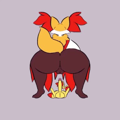 pokemon, delphox, female delphox, fennekin, generation 6 pokemon, male fennekin, pokemon (species), tanbagel , caught, clueless, clueless male, curious, female on top, horny, horny female