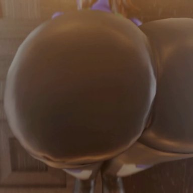 overwatch, overwatch 2, d.va, d.va (overwatch 2), kishi, ass, ass focus, ass on glass, ass press, bodysuit, brown hair, female, from behind, huge ass, leaning