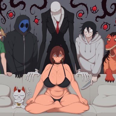 creepypasta, dandadan, japanese mythology, mythology, pokemon, urban legend, ayase momo, ben drowned, eyeless jack, jeff the killer, link, pokemon (species), slenderman, smile dog, turbo granny (dandadan)