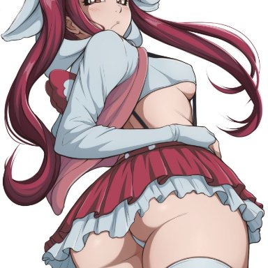 bleach, dokugamine riruka, mistowing, 1girls, ass, ass focus, big ass, blush, dress, female, female only, looking at viewer, pink hair, solo, thick thighs