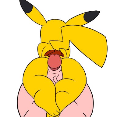 nintendo, pokemon, generation 1 pokemon, pikachu, pokemon (species), splussher, 3 fingers, ass, back markings, back view, big penis, black body, black fur, brown body, brown fur