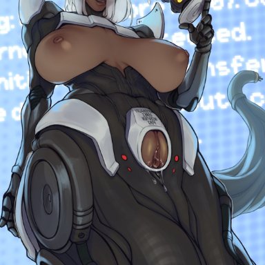 portal (series), valve, valve (company), glados, djcomps, fizzz, 1girls, big breasts, breasts, cyborg, dark skin, dark-skinned female, female, female only, hanging breasts