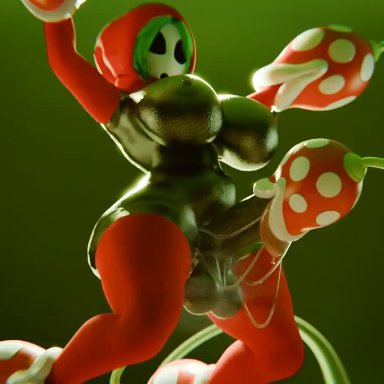 mario (series), super mario bros., piranha plant, shy gal, asscaster, :&gt;=, 1dickgirl, areolae, balls, big ass, big balls, big breasts, breasts, dickgirl, erection