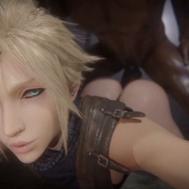 final fantasy, cloud strife, blenderdude, 2boys, anal, anal sex, ass, ass focus, blonde hair, blue eyes, dark-skinned male, femboy, gay, male, male only